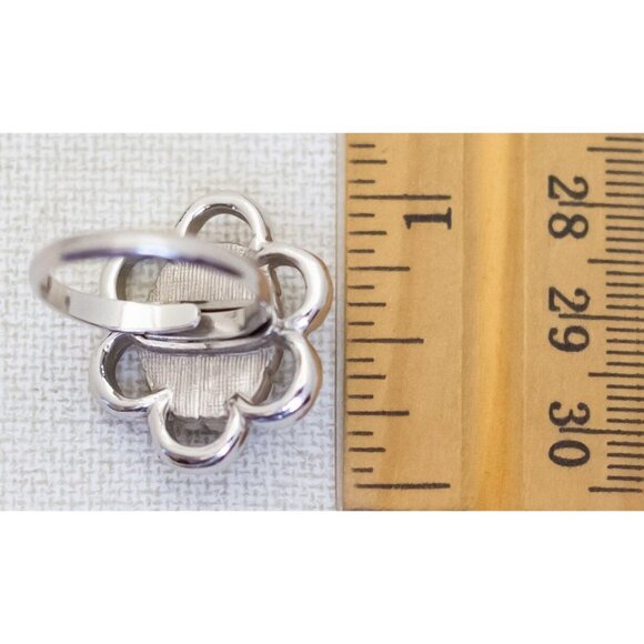 Size 8, Vintage Green Silver Tone Star Adjustable Ring by Sarah Coventry - H1 - Picture 3 of 3